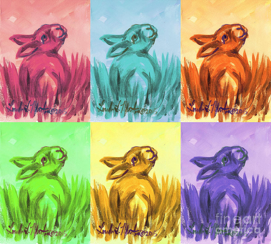 Primary Bunnies Painting by Linda L Martin