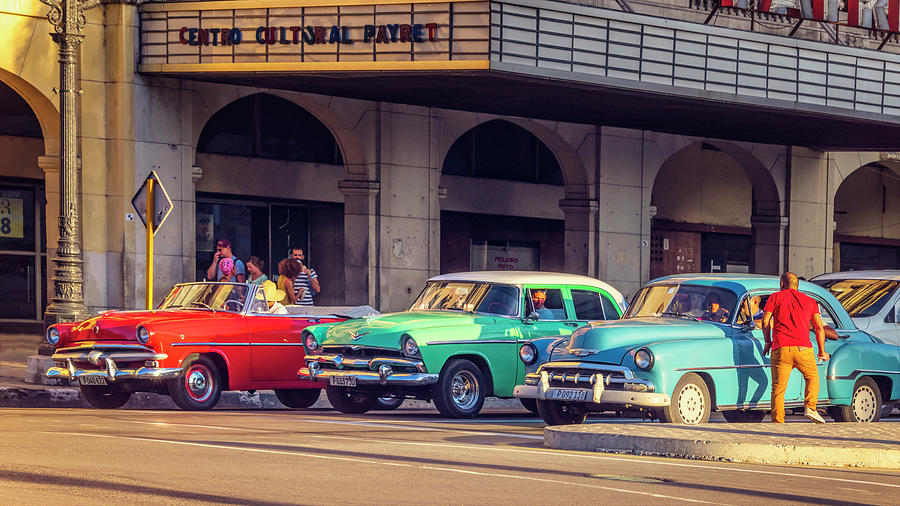 Car Photograph - Primary Color Classic Cars Havana Cuba by Joan Carroll