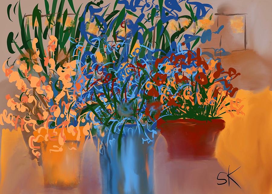 Primary Flower Pots Digital Art by Sherry Killam