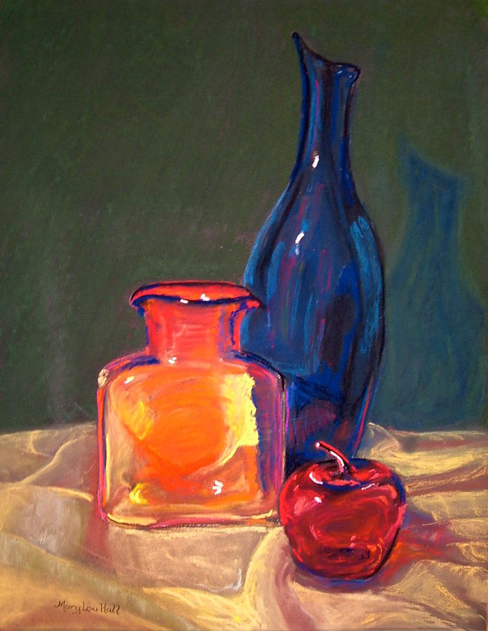 Bottle Painting - Primary Glass by Mary Lou Hall