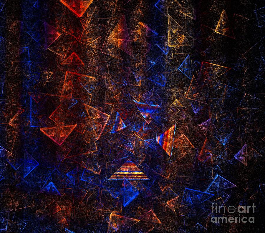 Abstract Digital Art - Primary Pyramids by Kim Sy Ok