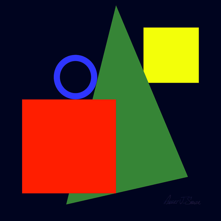 Primary Squares and Triangle with Blue Circle Two Digital Art by Robert J Sadler