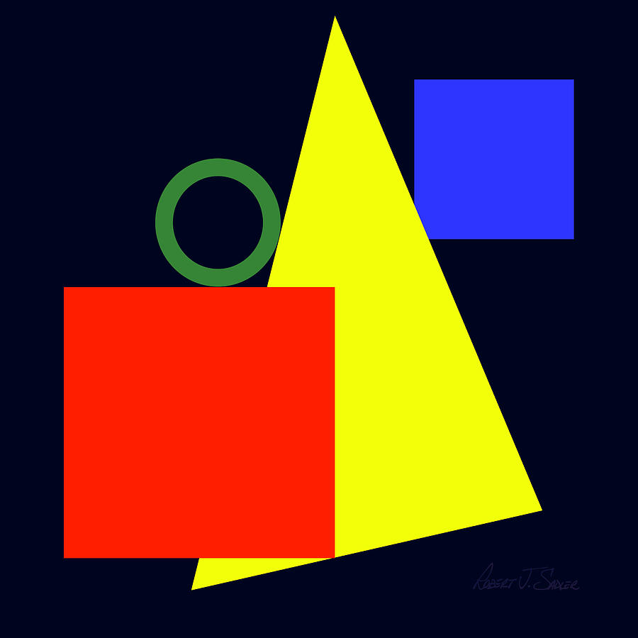 Primary Squares and Triangle with Green Circle Digital Art by Robert J Sadler
