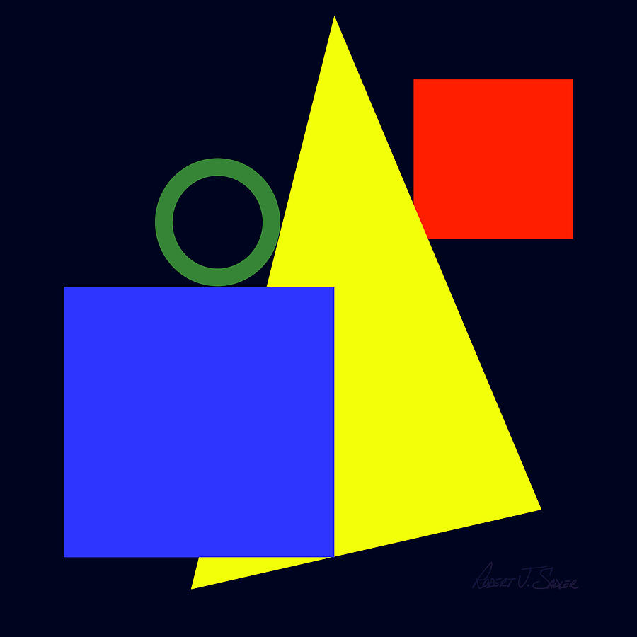 Primary Squares Blue and Triangle with Green Circle Digital Art by Robert J Sadler