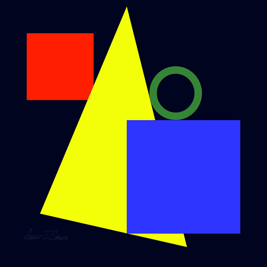 Primary Squares Blue Right and Triangle with Green Circle Digital Art by Robert J Sadler