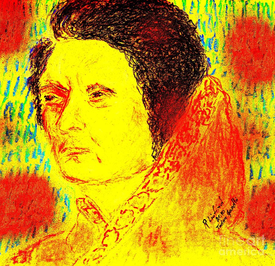 Primeminister Indira Gandhi Painting by Richard W Linford