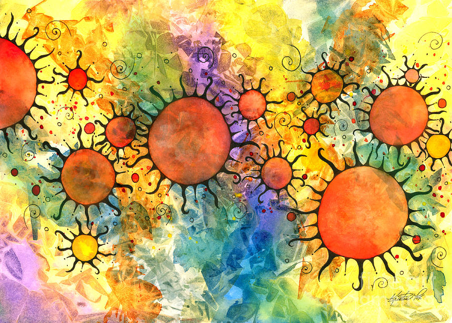 Primordial Suns 2 Mixed Media by Kristen Fox