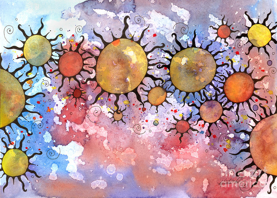 Primordial Suns 3 Mixed Media by Kristen Fox