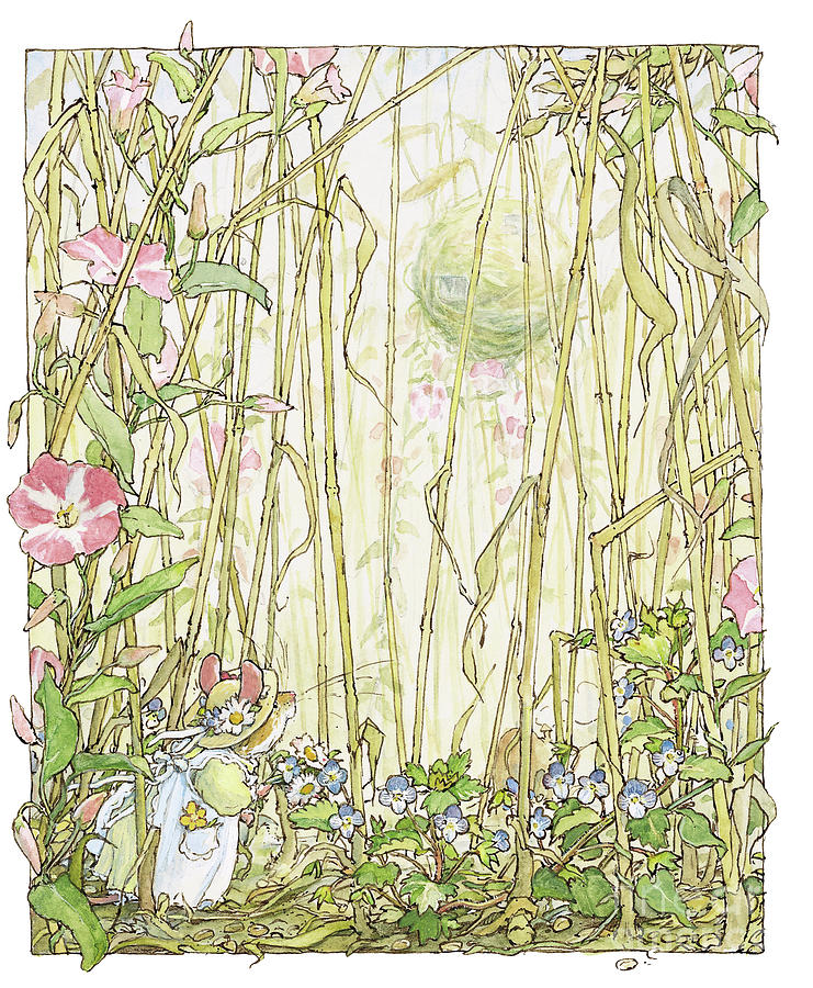 Mouse Drawing - Primrose gathering flowers by Brambly Hedge
