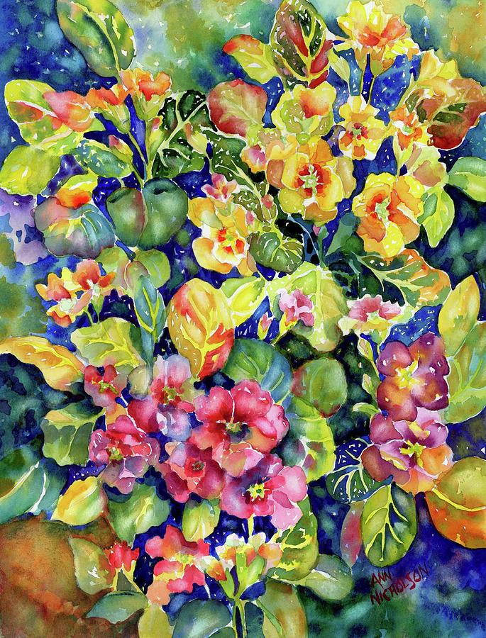 Flower Painting - Primrose Patch I by Ann Nicholson