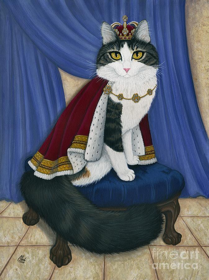 Prince Anakin The Two Legged Cat - Regal Royal Cat Painting by Carrie Hawks