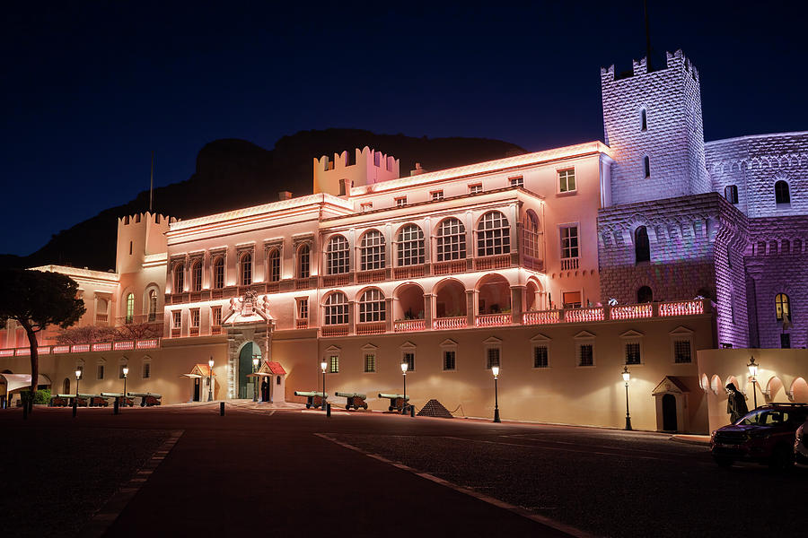 Prince Palace of Monaco Illuminated at Night Photograph by Artur Bogacki