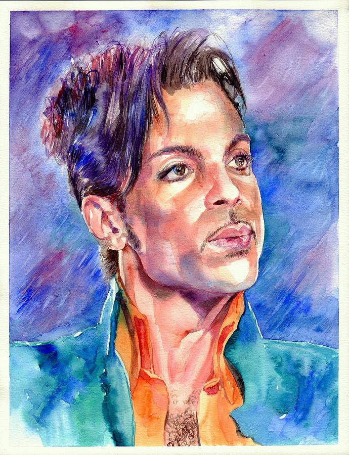 Prince Rogers Nelson Super Bowl 2007 Portrait Painting by Suzann's Art