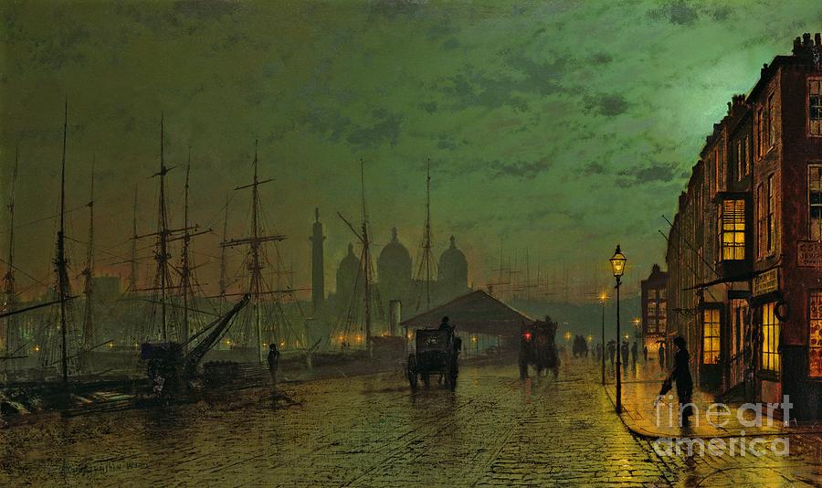 Lamp Painting - Princes Dock Hull by John Atkinson Grimshaw