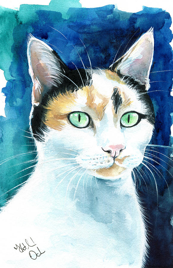Princess - Calico Cat Portrait Painting by Dora Hathazi Mendes