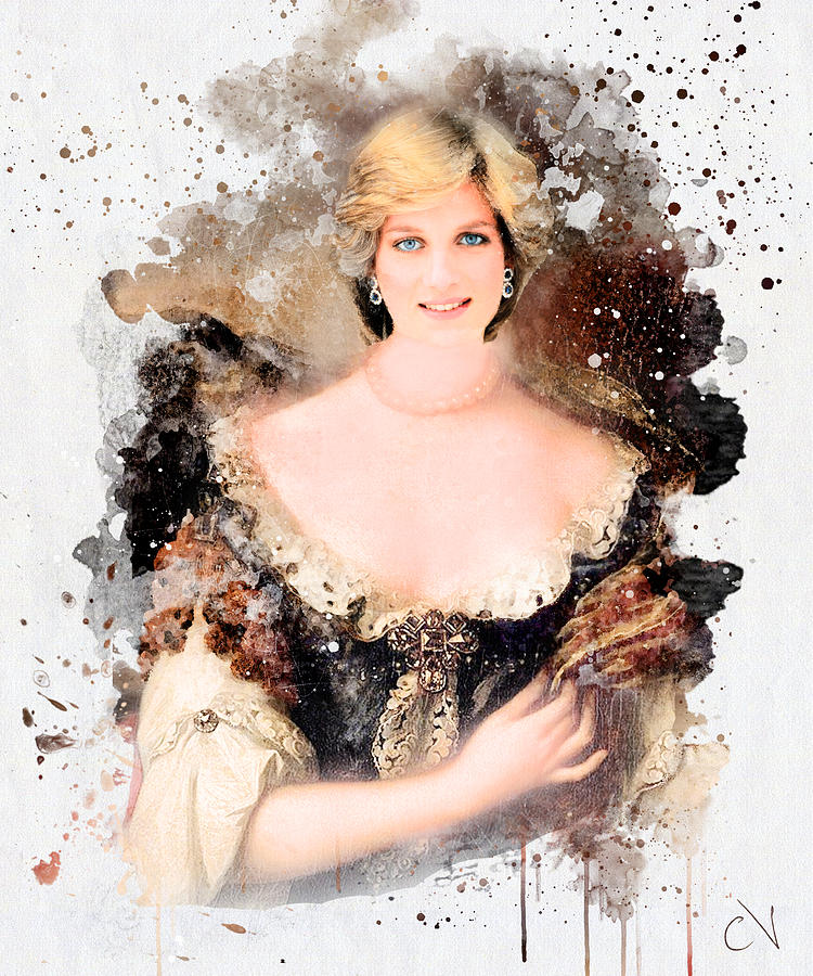 Princess Diana Portrait Watercolor Design Digital Art by Carlos V