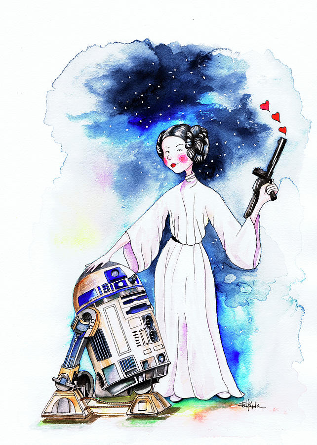 Space Painting - Princess Leia Illustration by Isabel Salvador