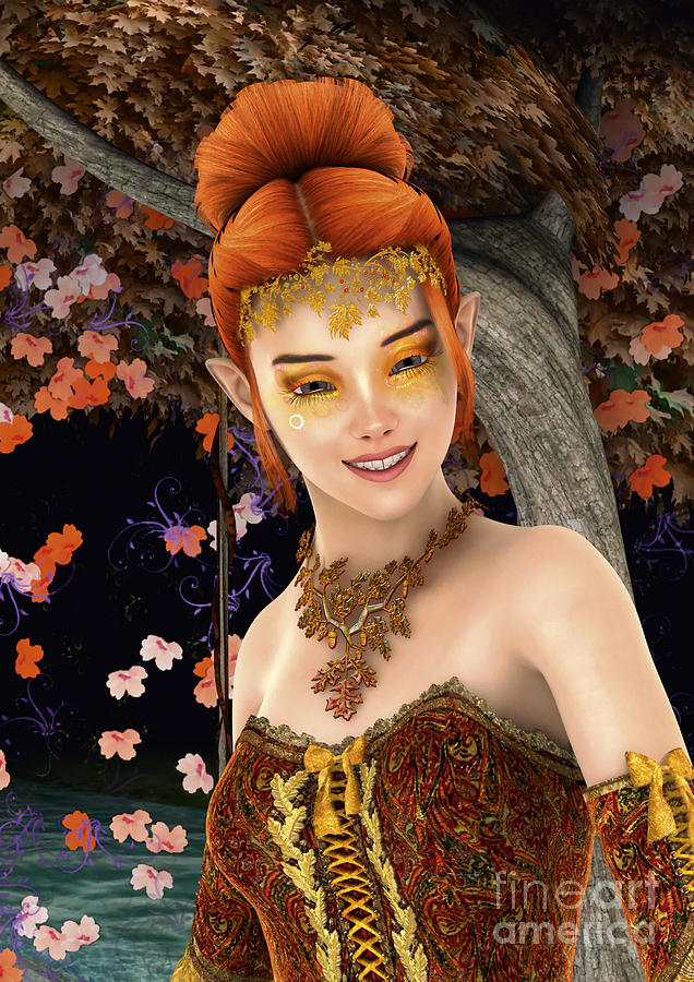 Fall Digital Art - Princess of Autumn by Design Windmill