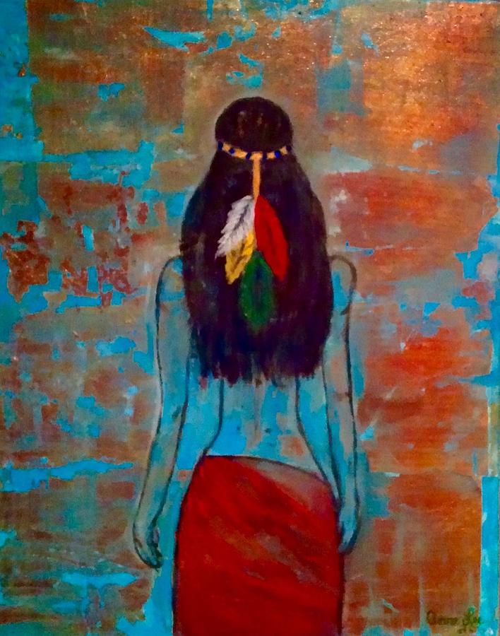 Feather Painting - Princess Pocahontas by Anna Lee De Llano