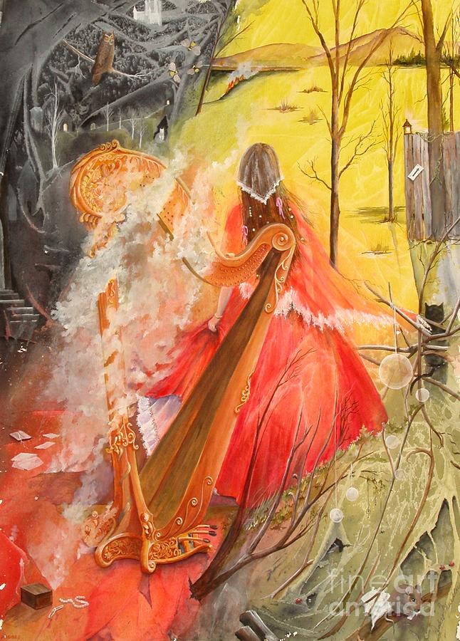 Princess Rebecca - Keeper of the Golden Harp Painting by Jackie Mueller-Jones