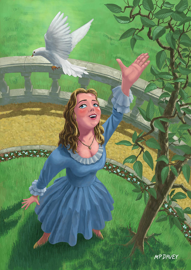 Dove Painting - Princess Releasing Bird by Martin Davey