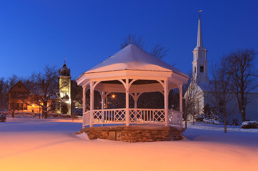 Princeton Massachusetts Town Common in Winter Photograph by John Burk