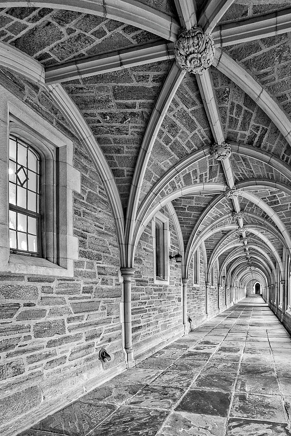 Princeton University Photograph - Princeton University Hallway BW by Susan Candelario