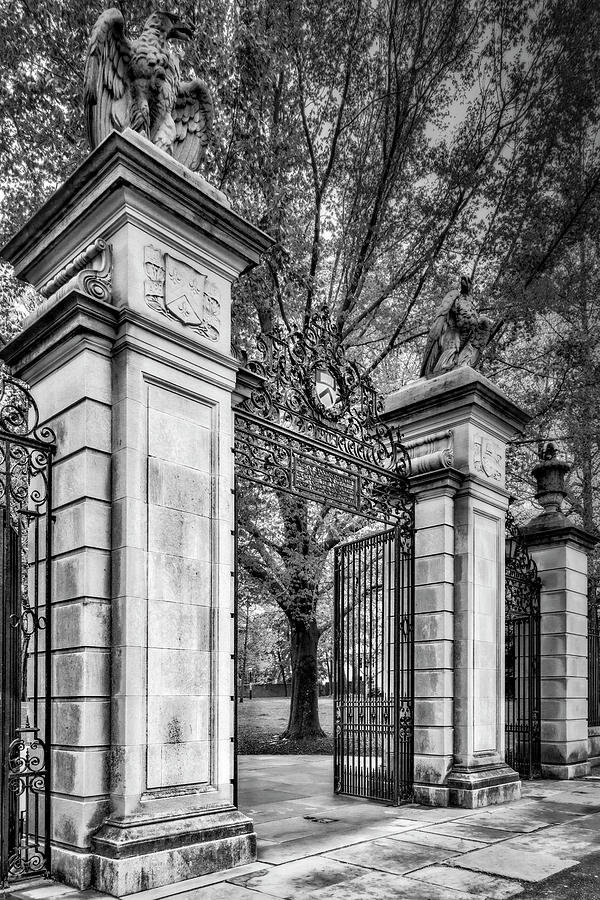 Princeton University Photograph - Princeton University Main Entrance Gate BW by Susan Candelario