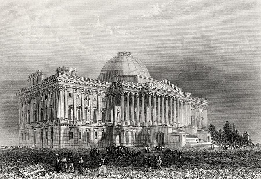 Principal Front Of The Capitol Building Drawing By Vintage Design Pics 