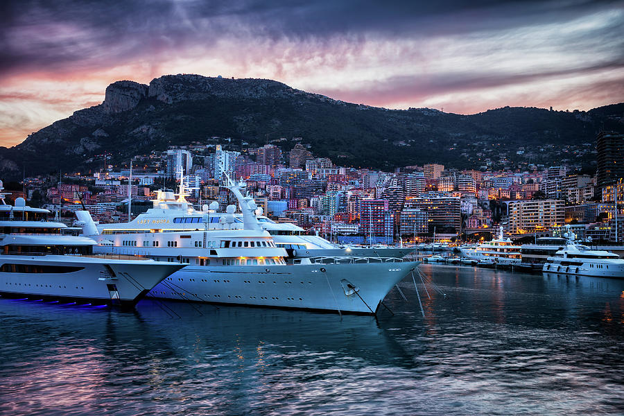 Principality of Monaco at Twilight Photograph by Artur Bogacki