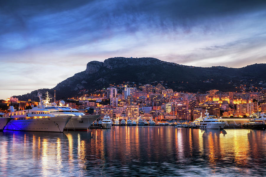 Principality of Monaco Evening Skyline Photograph by Artur Bogacki