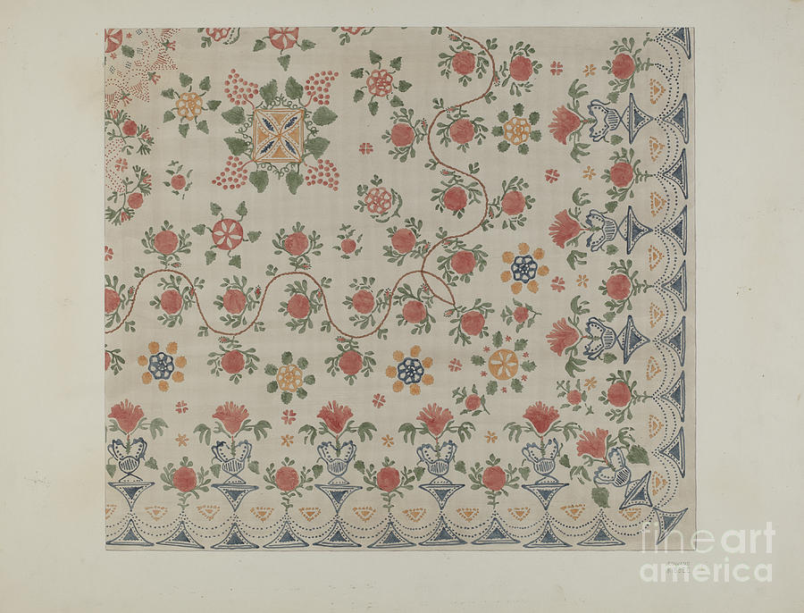 Printed Bedspread Drawing by Edward Kibbee - Fine Art America