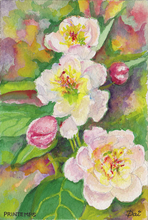 Printemps Apple Blossom in Spring Painting by Dai Wynn