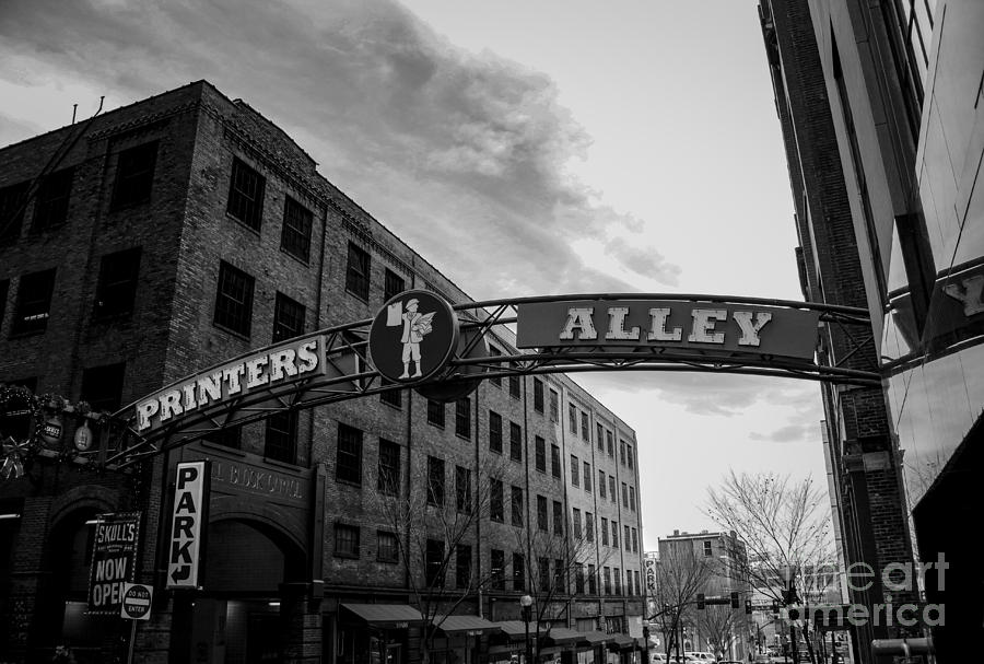 Printers Alley Black and White Photograph by Marina McLain