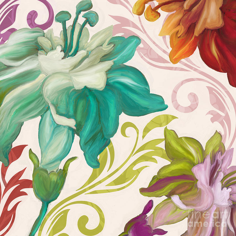 Art Nouveau Flowers Painting - Prism Poetry Art Nouveau Pattern by Mindy Sommers
