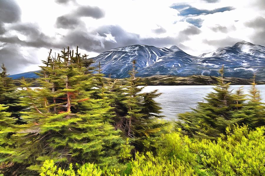 Pristine Lake at the Gateway to the Yukon Digital Painting Photograph by Barbara Snyder