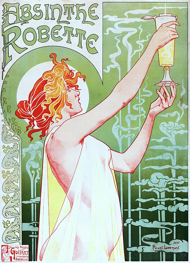 Privat Livemont, Absinthe Robette, advertising poster, 1896 Painting by Vincent Monozlay