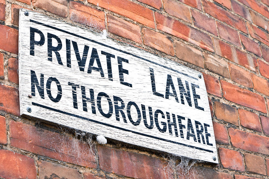 Brick Photograph - Private lane sign by Tom Gowanlock