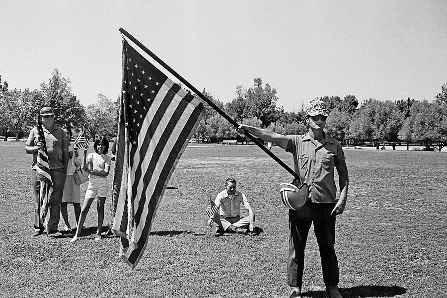 Pro viet nam war march with flag carrying supporters Tucson Arizona 1970 Photograph by David Lee Guss