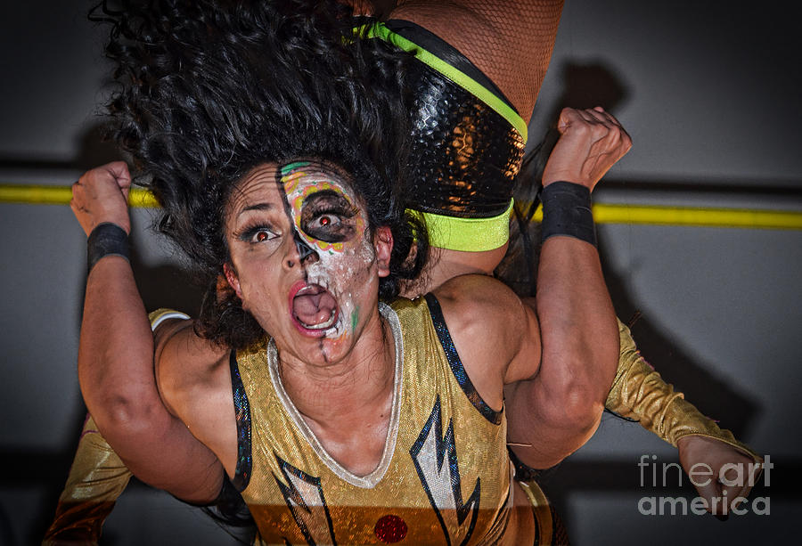 Rope Photograph - Pro Woman Wrestler Thunder Rosa in Action   by Jim Fitzpatrick