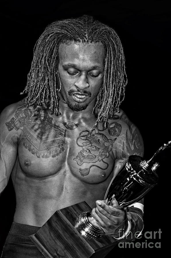 Pro Wrestler and Winner of the 2017 Young Lions Cup Chris Bey black and white version  Photograph by Jim Fitzpatrick