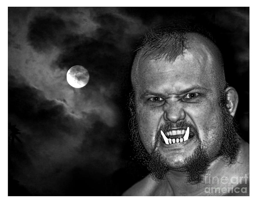 Pro Wrestler War Pig Jody black and white version Photograph by Jim Fitzpatrick