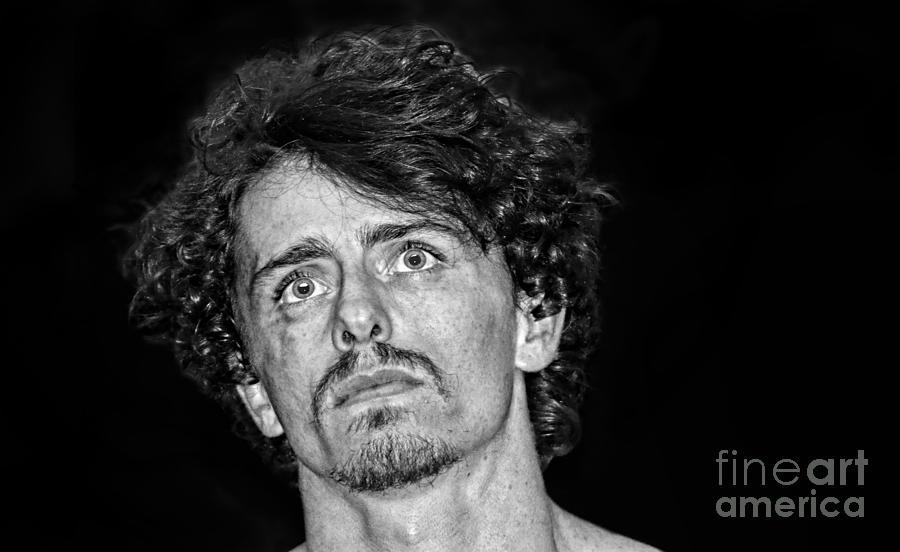Pro Wrestler Will Roberts black and white version Photograph by Jim Fitzpatrick