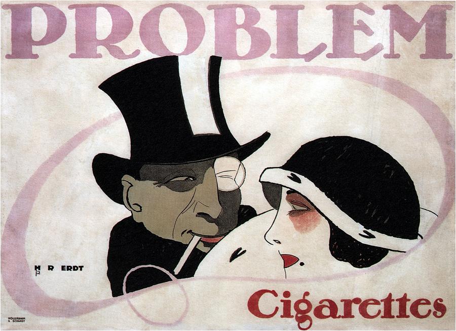 Problem Cigarettes - Vintage Art Nouveau Advertising Poster By Hans Rudi Erdt Mixed Media