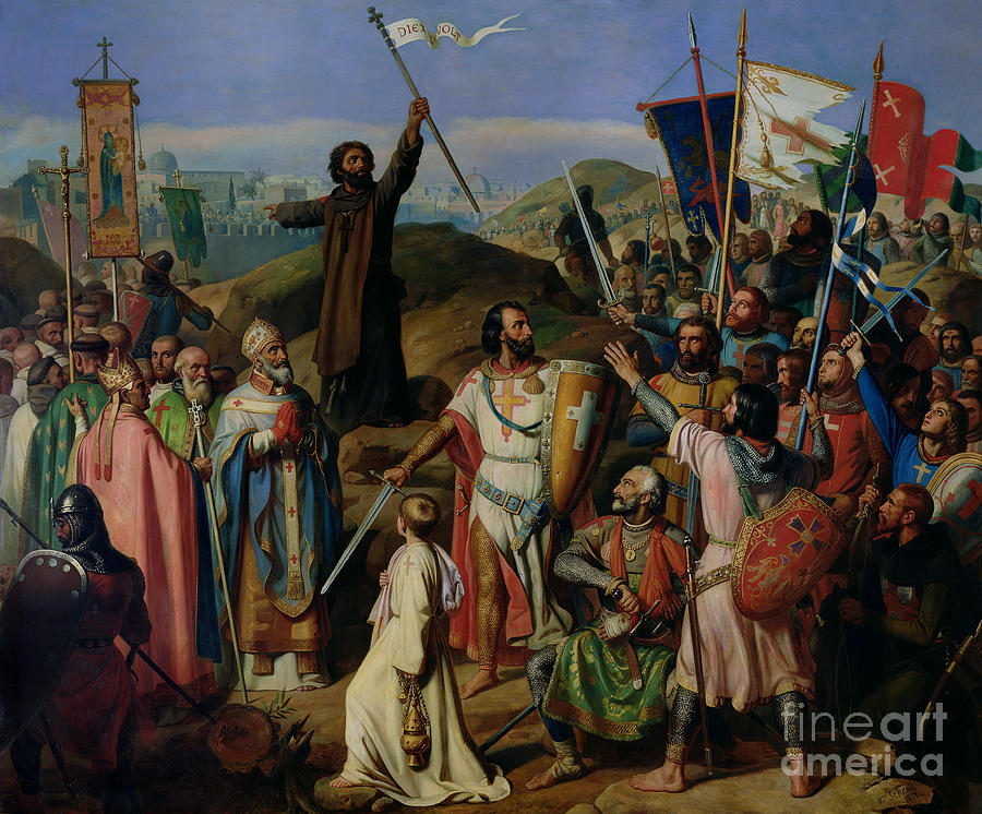 Knight Painting - Procession of Crusaders around Jerusalem by Jean Victor Schnetz