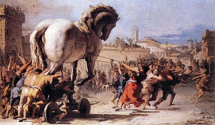 Procession of the Trojan Horse  Painting by Giovanni Tiepolo