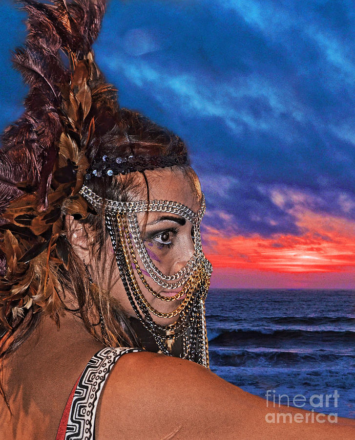Feather Photograph - Professional Wrestler Desi Derata at the End of a Day by Jim Fitzpatrick