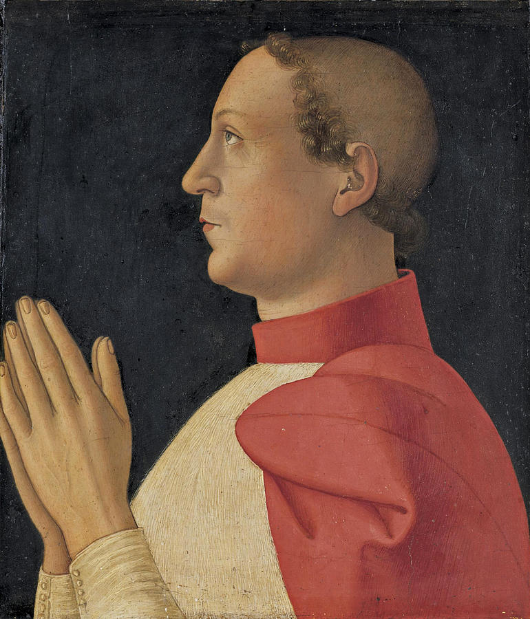 Profile Portrait of Cardinal Philippe de Levis Painting by Antoniazzo Romano