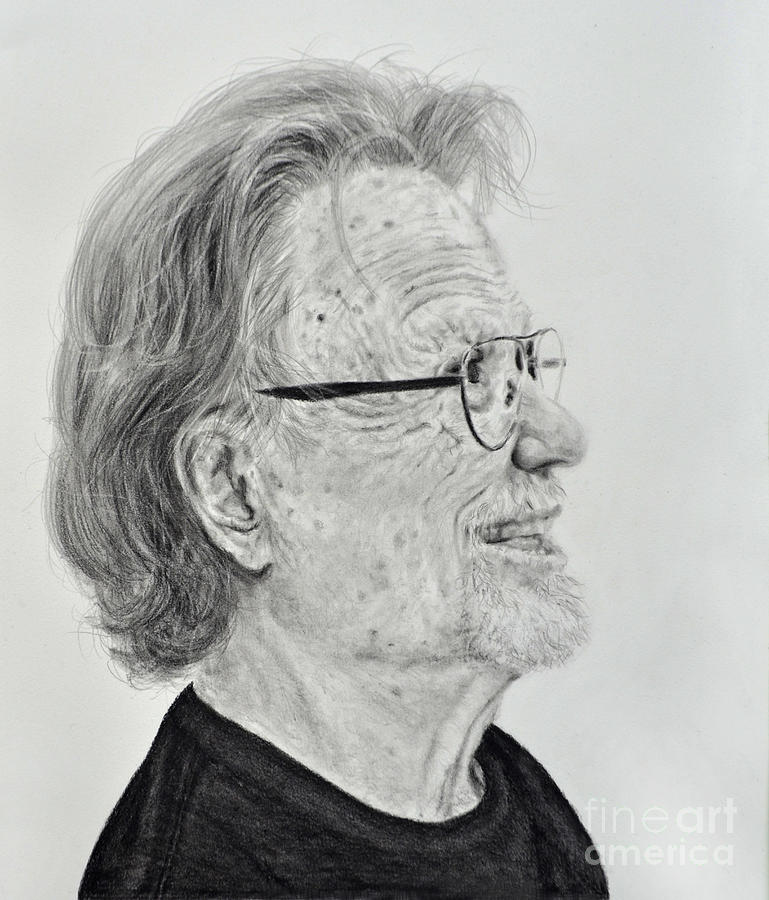 Profile Portrait of Kris Kristofferson Drawing by Jim Fitzpatrick
