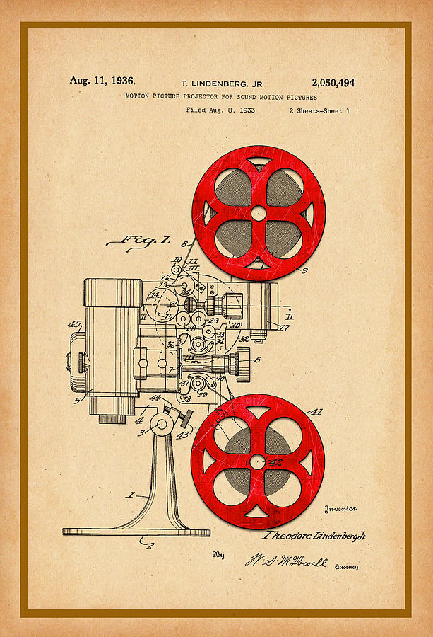 Projector Patent Drawing Photograph by Carlos Diaz